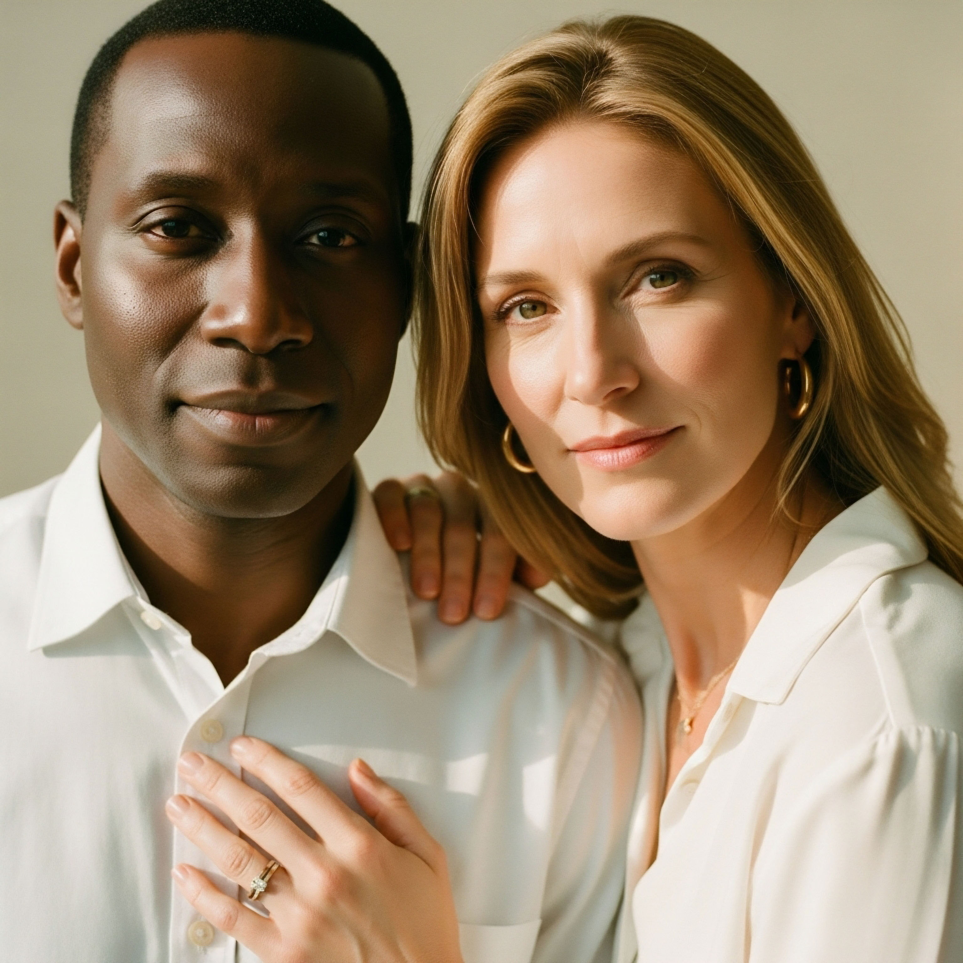 This image portrays a couple embodying hormone optimization, metabolic health, and endocrine balance. Their shared moment signifies interpersonal support through a wellness journey, reflecting positive patient outcomes from personalized medicine, likely integrating peptide therapy for enhanced cellular function