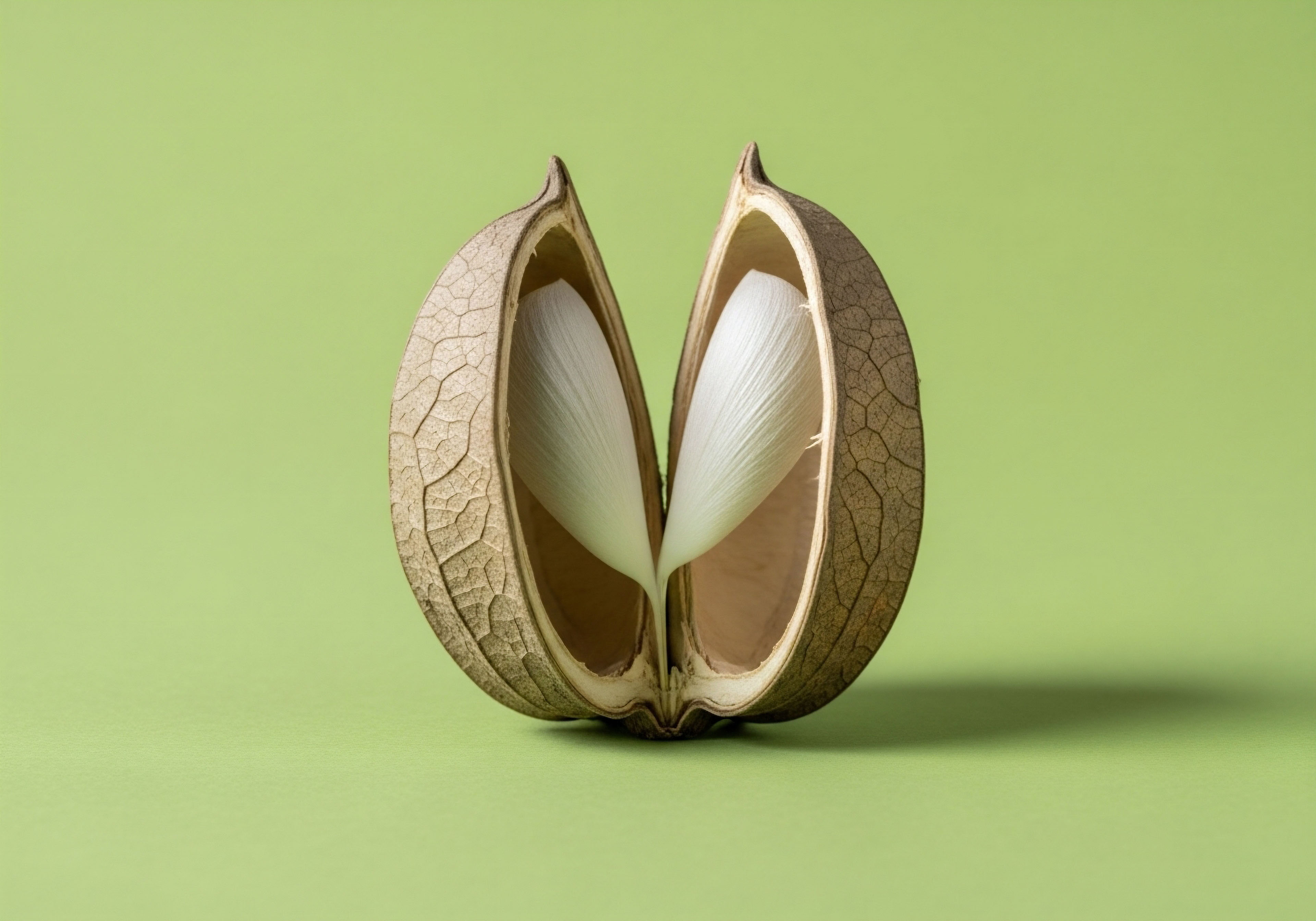 A natural seed pod, meticulously split open, reveals two delicate, symmetrical white structures. This symbolizes the unveiling of precise Hormone Optimization and Bioidentical Hormones, restoring biochemical balance within the endocrine system for enhanced cellular health and metabolic wellness, guiding the patient journey