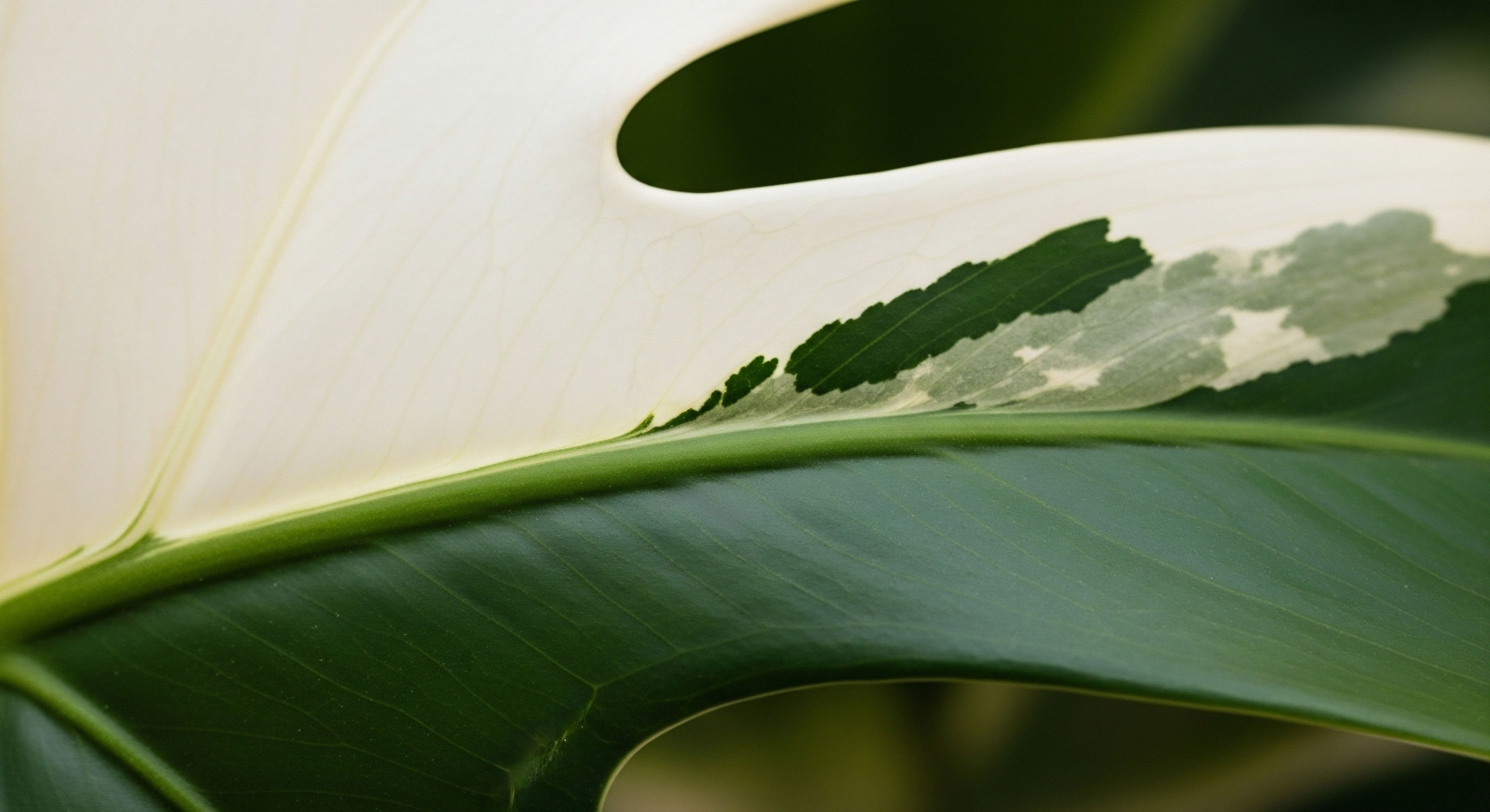 Variegated leaf with white and green sections signifies cellular function and physiological integrity. This reflects endocrine system balance, metabolic health, hormone optimization, and therapeutic intervention for patient wellness through clinical protocols