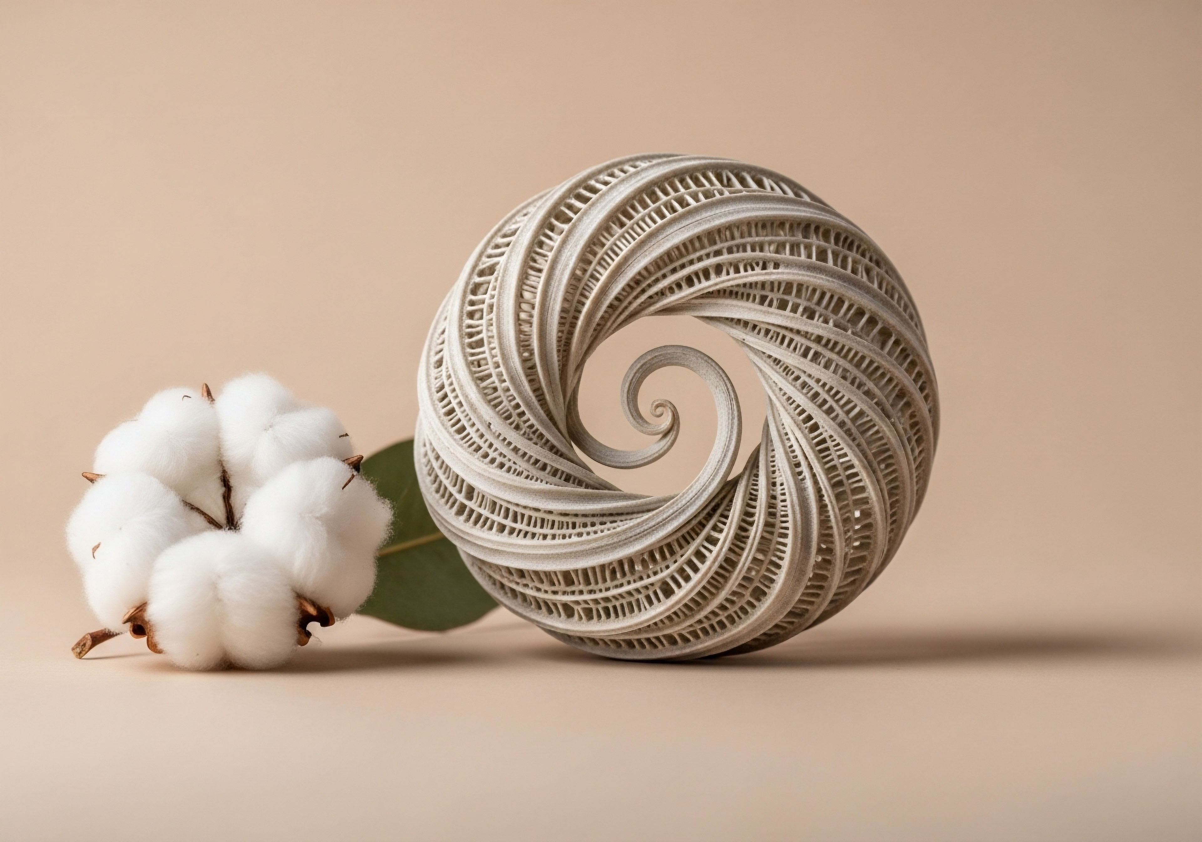 A soft cotton boll alongside an intricate, multi-layered spiral form on a neutral background. This symbolizes the precise patient journey in Hormone Replacement Therapy, meticulously optimizing endocrine system balance
