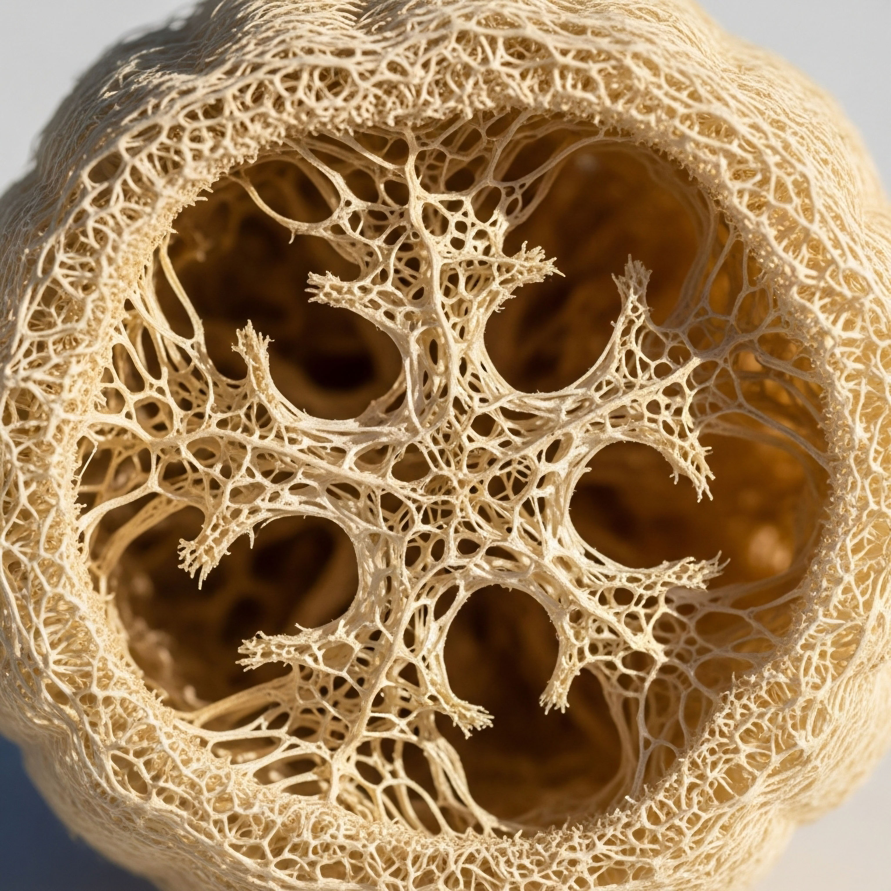 An intricate, porous biological framework representing optimal cellular function vital for tissue integrity and hormone optimization. It visualizes peptide science impacting metabolic health, enabling regenerative medicine clinical protocols for superior patient outcomes