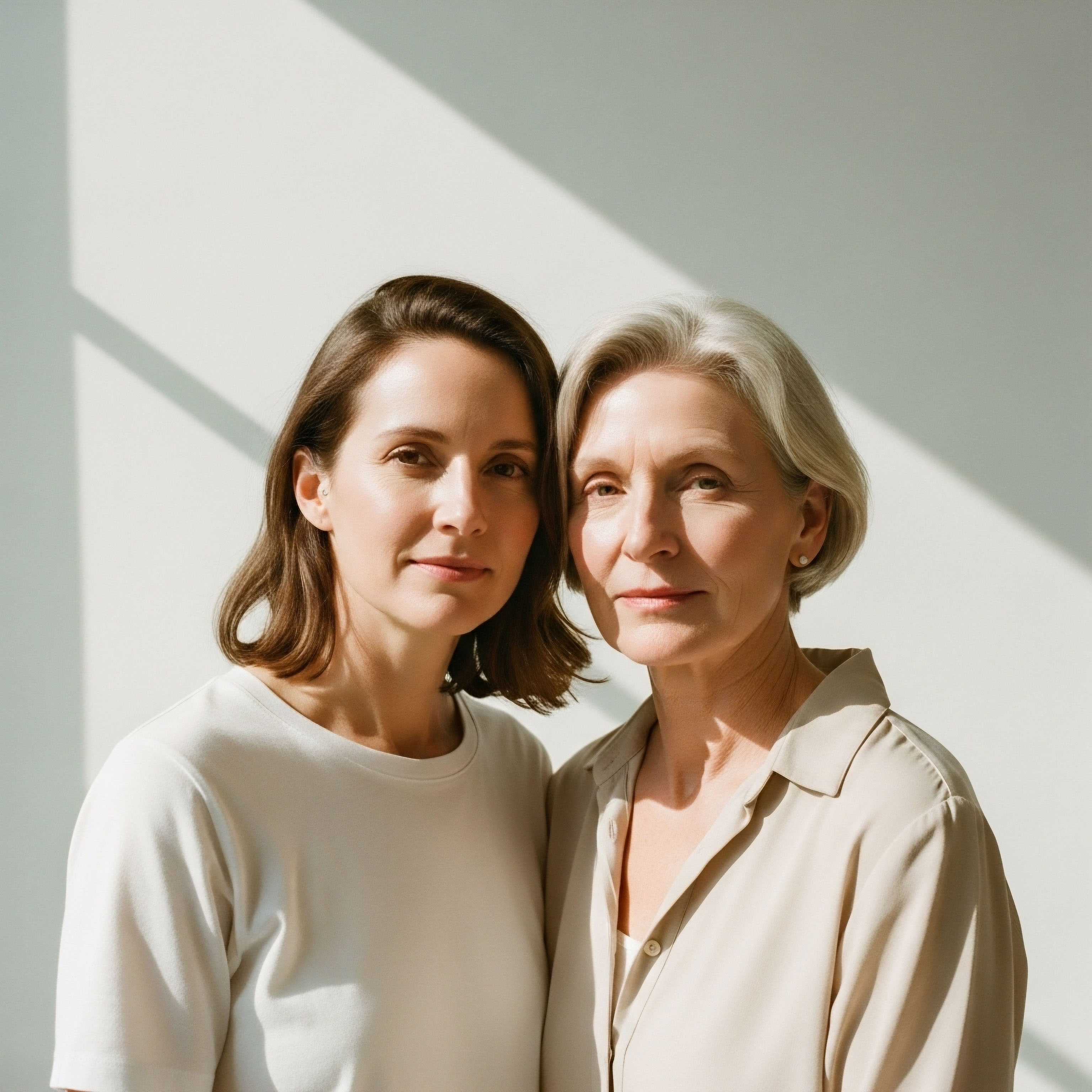 Visualizing optimal hormone balance and metabolic health, two women reflect successful clinical wellness protocols. Their vibrant appearance demonstrates cellular function enhancement, endocrine system support, patient journey success, longevity, and age management