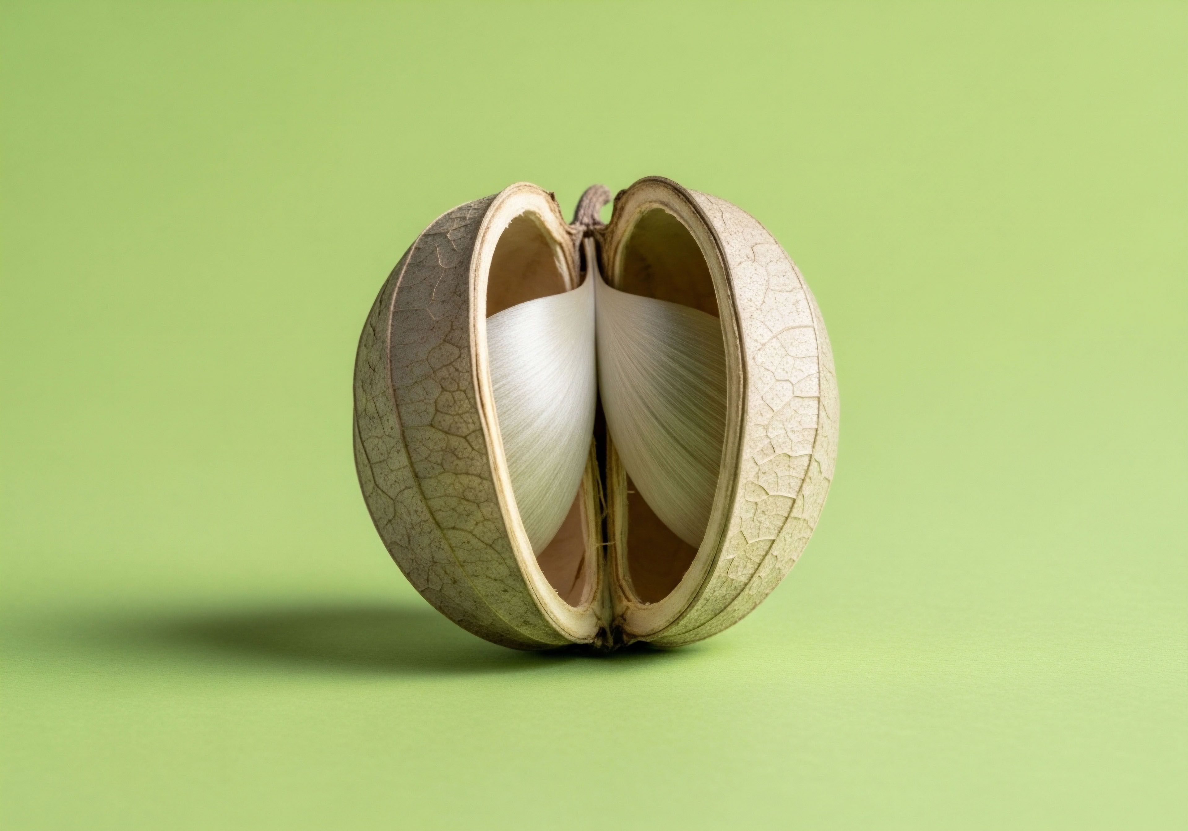 A dried, split pod reveals delicate, fan-like white structures against a vibrant green background. This imagery symbolizes the patient journey in Hormone Optimization, unveiling Metabolic Health and Cellular Repair through Bioidentical Hormones