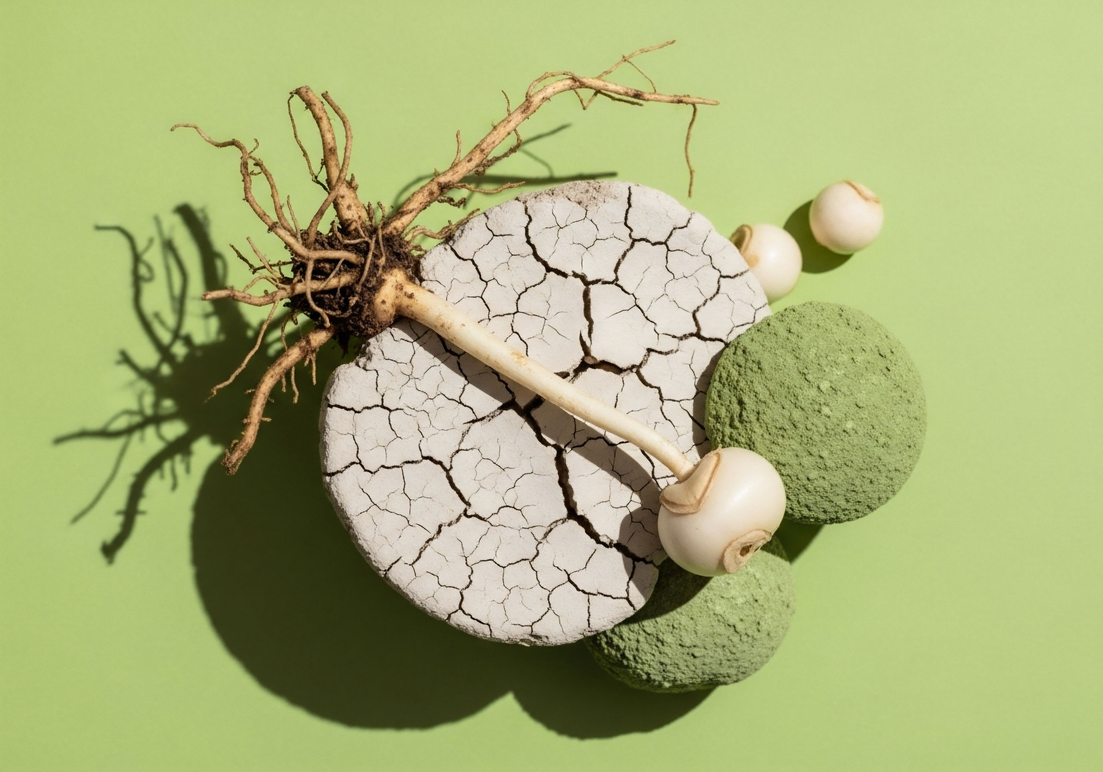 A cracked disc depicts hormonal imbalance and cellular depletion. A foundational root and smooth pathway represent bioidentical hormone therapy, leading to vibrant green spheres symbolizing cellular regeneration and metabolic optimization